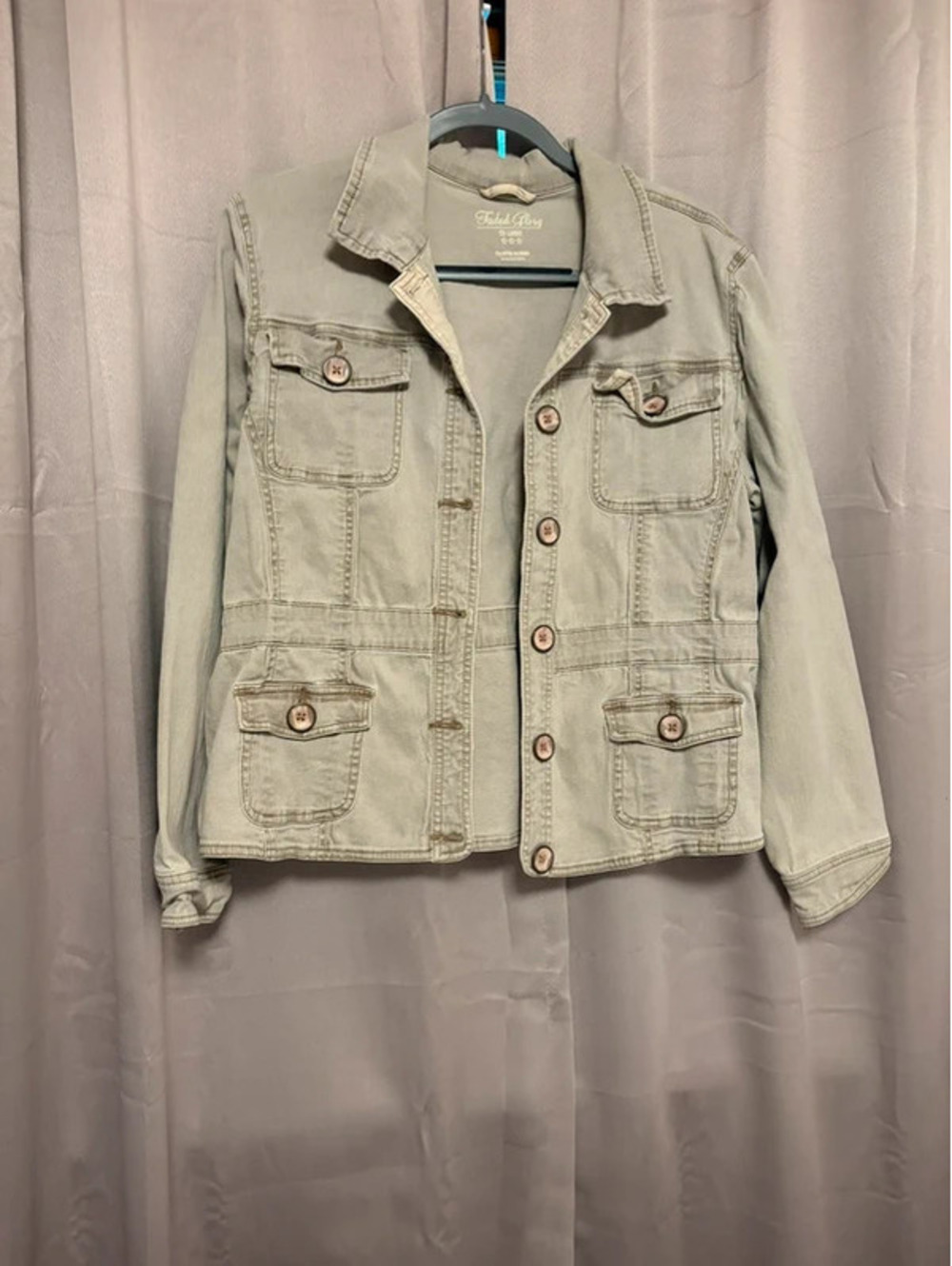 Faded Glory Y2K Utility Jacket Tan Khaki Safari Military Chore Coat Women's XL